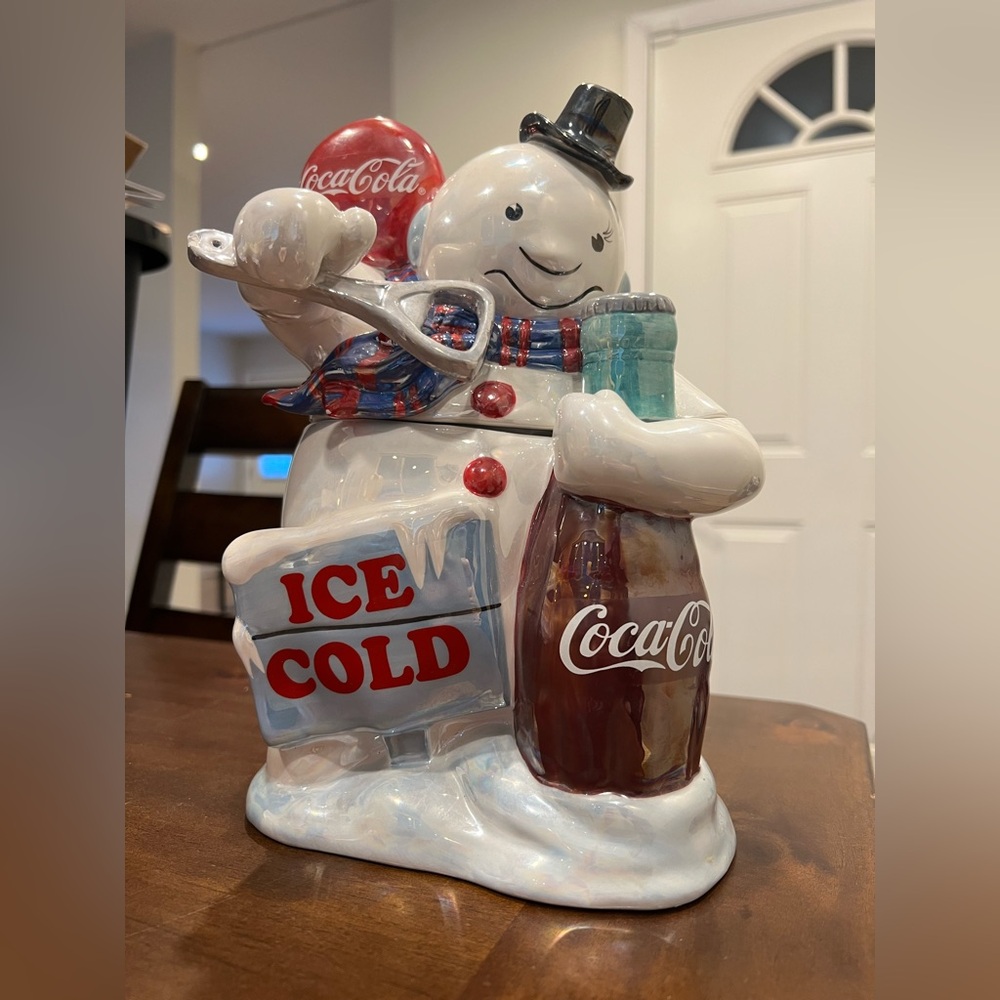 Vintage coca cola snowman cookie jar